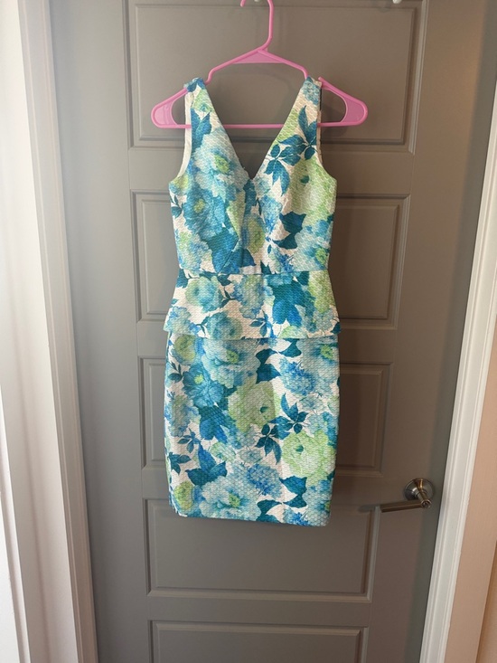 ANTONIO MELANI Dresses & Skirts - ANTONIO MELANI Blue Green Floral Peplum Dress